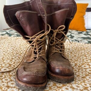 Vintage Frye Brown Lace Up Suede Boots size 7.5 B